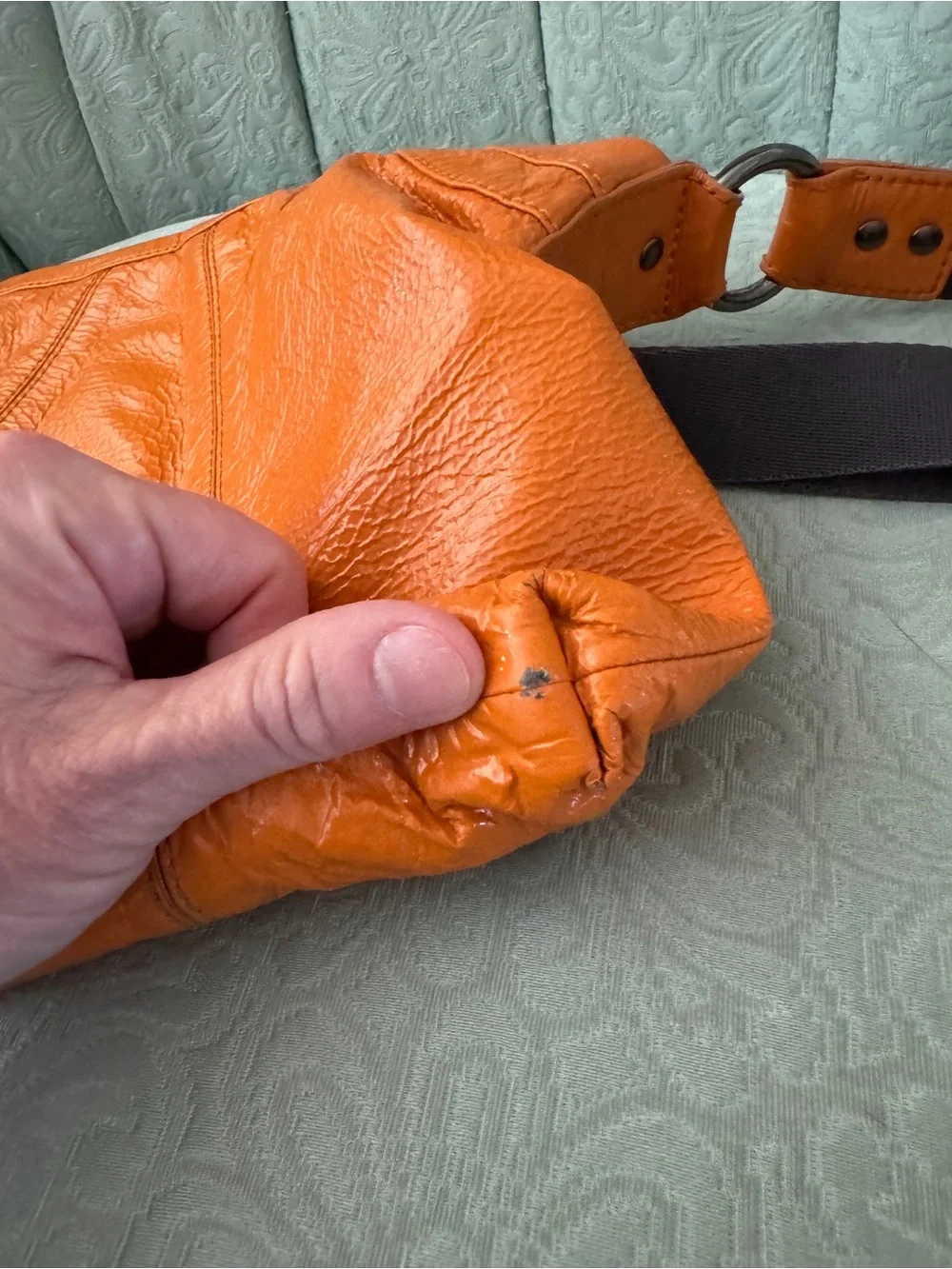 Bright orange HOBO bag